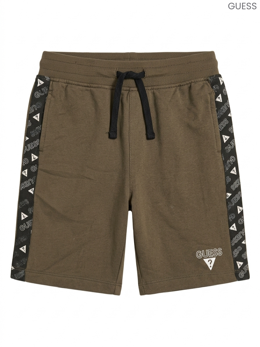 GUESS Kids' Olive Green Sweat Shorts | Side Logo Tape Drawstring Shorts