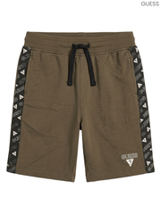 GUESS Kids' Olive Green Sweat Shorts | Side Logo Tape Drawstring Shorts