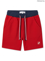 PRENATAL Kids' Red Sweat Shorts | Contrast Navy Waistband Drawstring Shorts