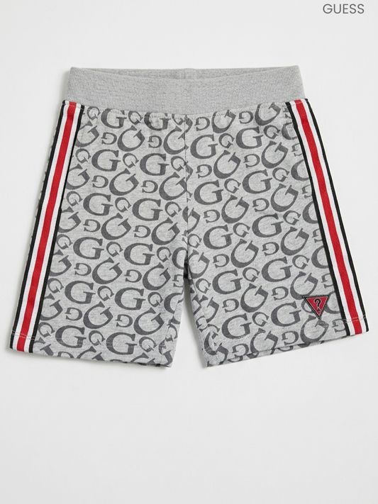 GUESS Kids' Grey Monogram Shorts | All-Over Logo Side-Striped Shorts