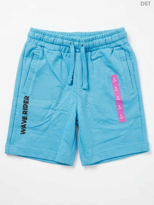 Boys' Bright Blue Sweat Shorts | 'Wave Rider' Print Drawstring Shorts