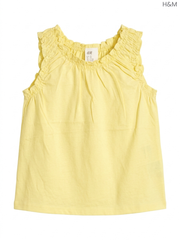 H&M Girls' Light Yellow Sleeveless Top | Ruffled Cotton Tank Top