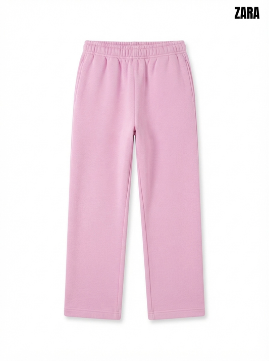 Girls' Pink Straight-Leg Sweatpants – Casual Comfort Trousers