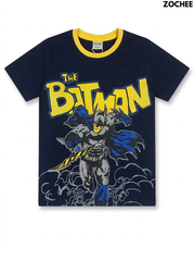 Zochee Boys' Navy Blue Batman Superhero Graphic Contrast Crew Neck T-Shirt| SM GARMENTS