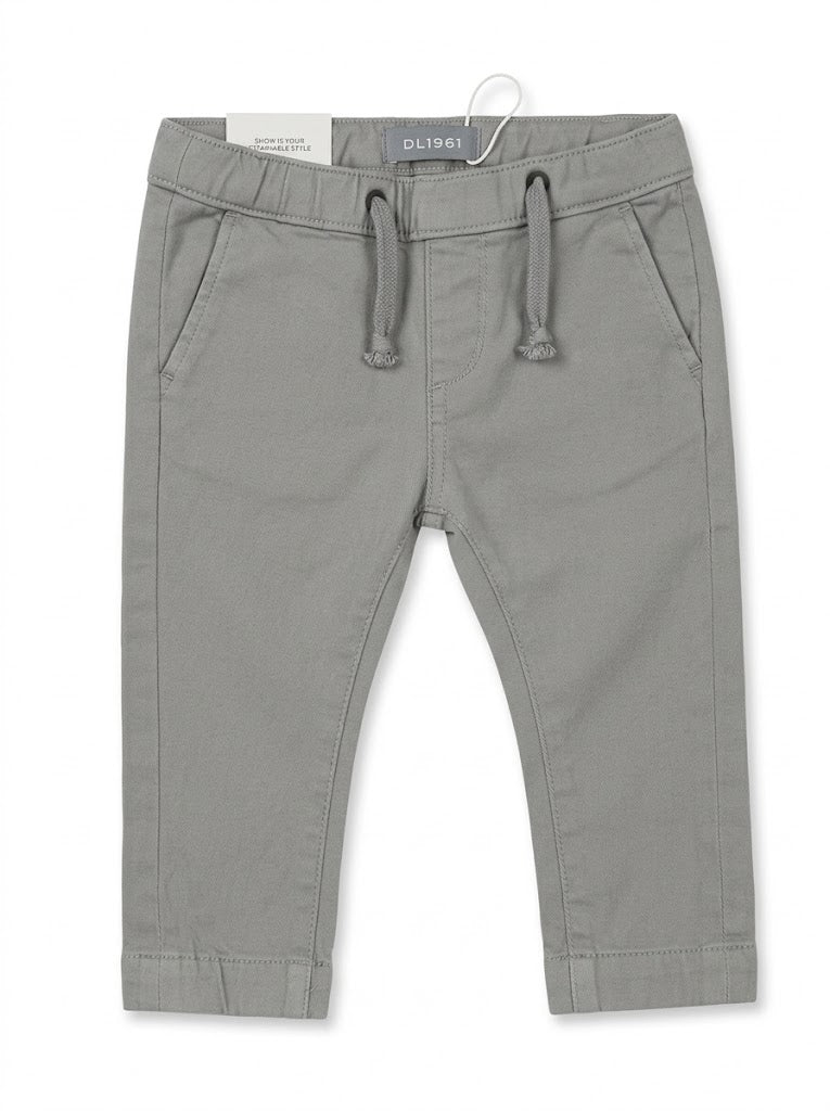 DL Boys Light Grey Stretch Twill Elastic Drawstring Trousers