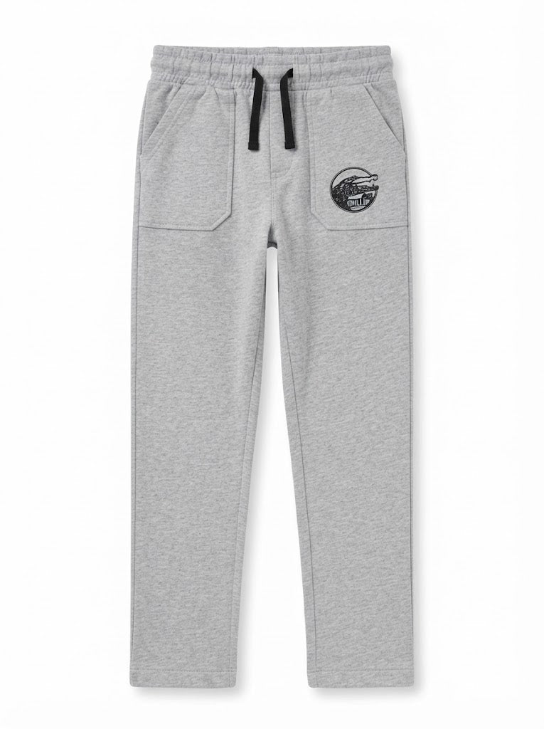 Boys' Casual Cotton Graphic Jogger Pants – Grey