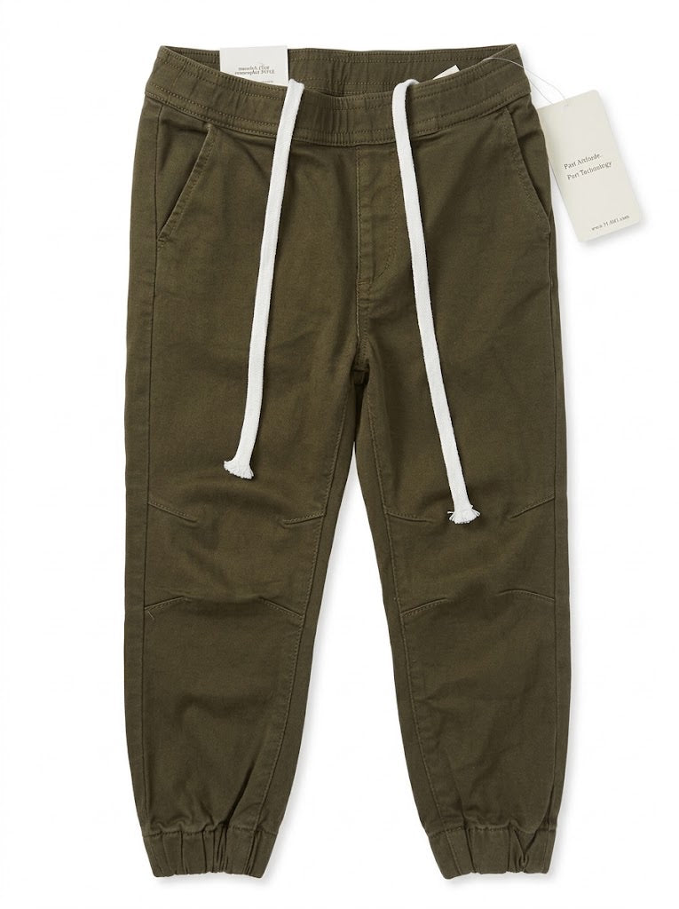 DL Boys' Olive Green Utility Knit Joggers with Contrast Drawstring | SM GARMENTS