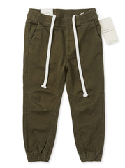 DL Boys' Olive Green Utility Knit Joggers with Contrast Drawstring | SM GARMENTS