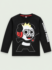 IMPORTED Boys' Casual Cotton Panda Gamer Graphic Long-Sleeve T-Shirt – Black