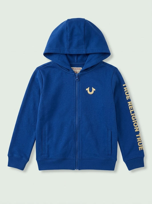 WINTER Boys' Royal Blue Full-Zip Graphic Hoodie