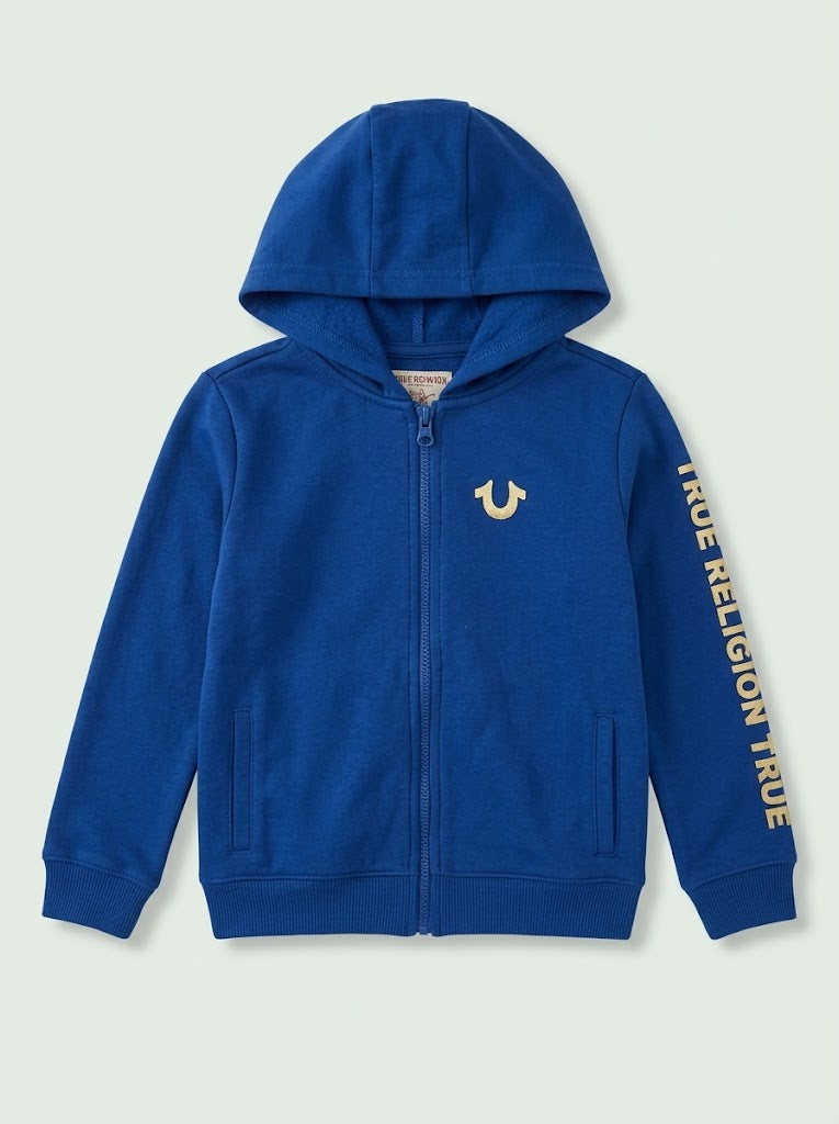 WINTER Boys' Royal Blue Full-Zip Graphic Hoodie