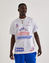 A loose-fit adidas tee with bold graphics.