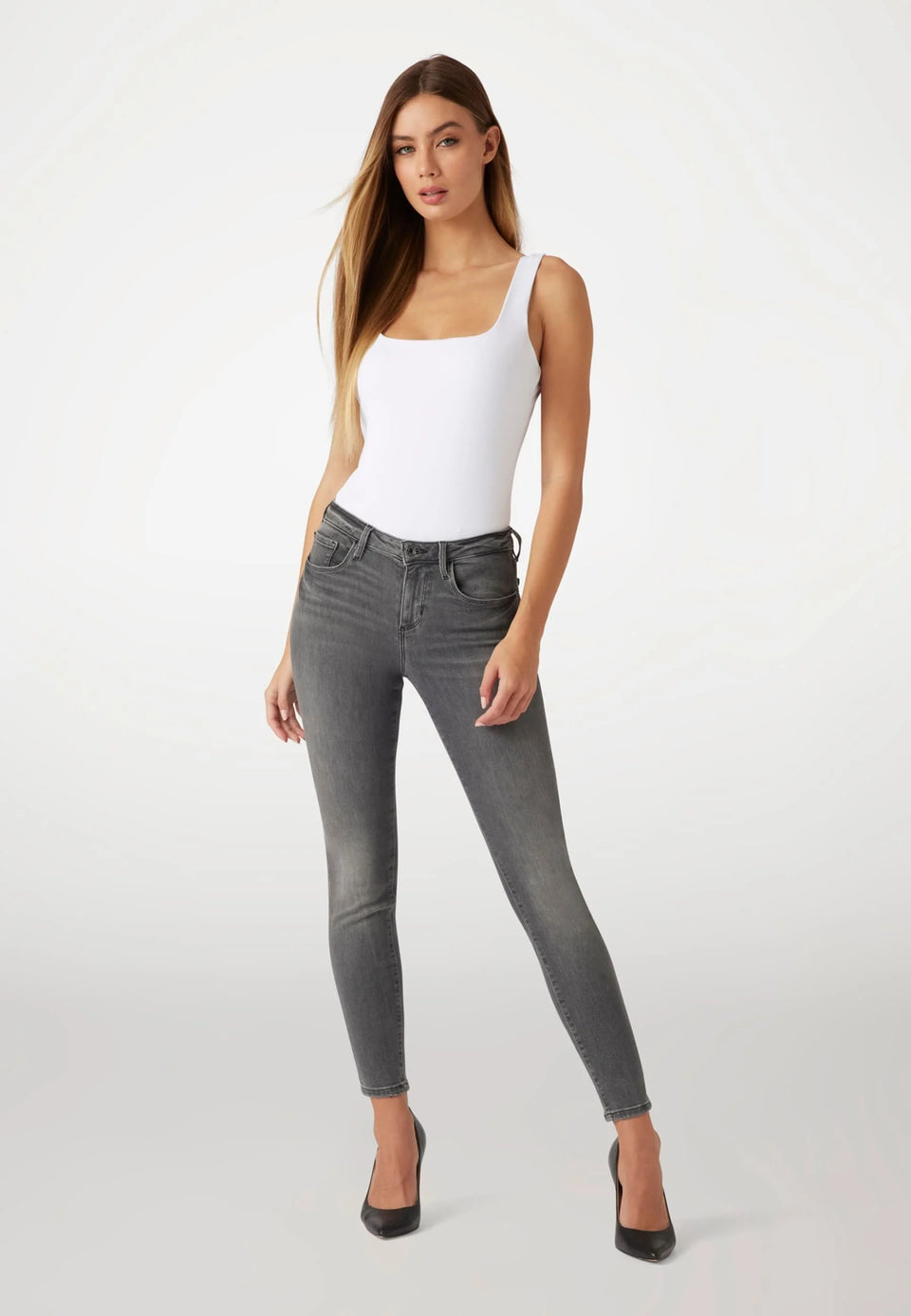 GUESS Women Skinny Jeans 'Annette' in Grey Denim