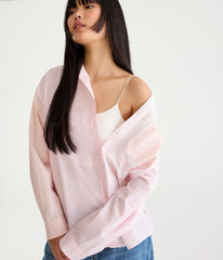 Long Sleeve Thin Stripe Oversized Button-Down Shirt