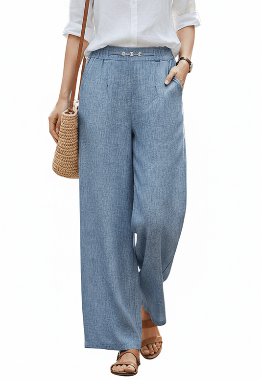 Airy Linen Blend Wide - Leg Women Trouser - Smgarment's