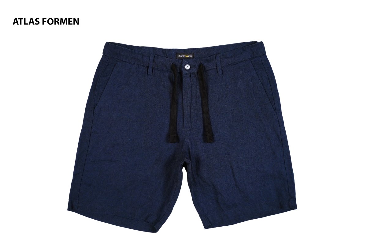 ATLASFORMEN BLUE LINEN SHORT - Smgarment's
