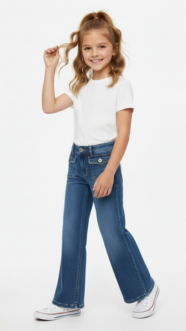 H&M GIRLS WIDE LEG FLAP POCKETS JEANS