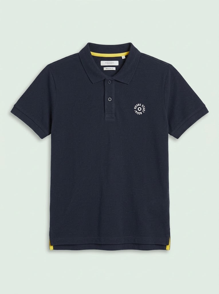 Boys' Casual Cotton-Blend Pique Polo Shirt – Navy Blue