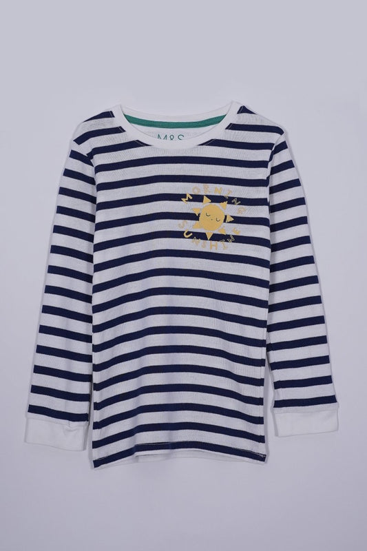 BABA STRIPED ROUND NECK TEE - Smgarment's