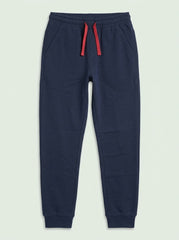 Boys Navy Blue Jogger Pants with Red Drawstring | Kids Casual Sweatpants