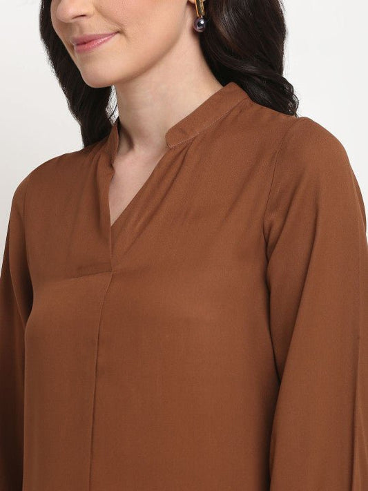 BBAE Women Solid Mandarin Collar Top (FREE SIZE) - Smgarment's