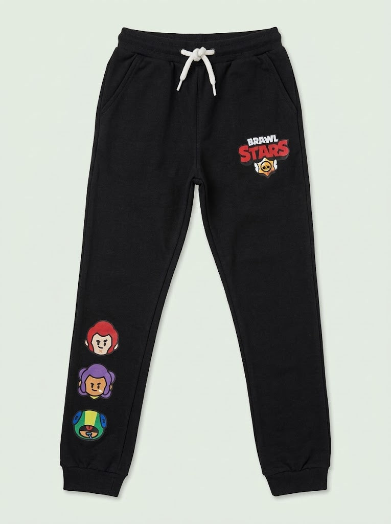 BRANDED Boys Black Brawl Stars Print Joggers & Sweatpants