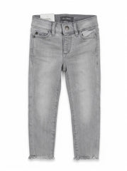 DL Girls Light Grey Frayed Raw Hem Slim Fit Stretch Denim Jeans| SM GARMENTS