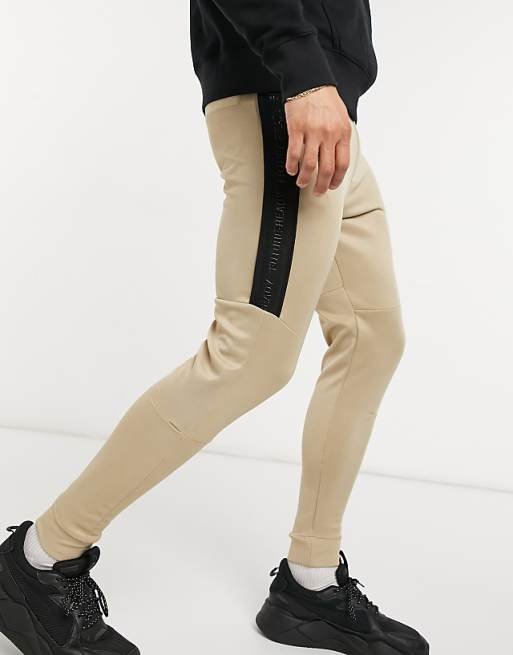 BERSHKA Joggers In Stone With Black Mesh Panels - Smgarment's