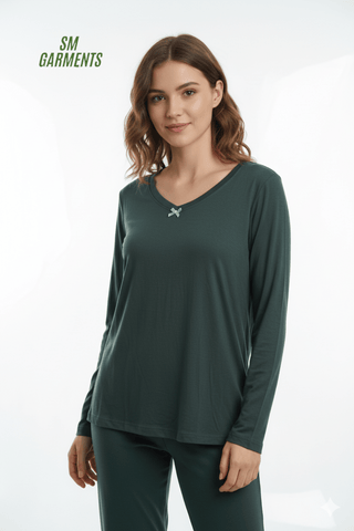 BLUEMOTION WOMENS BASIC V NECK FULL SLEEVE T SHIRT - Smgarment's