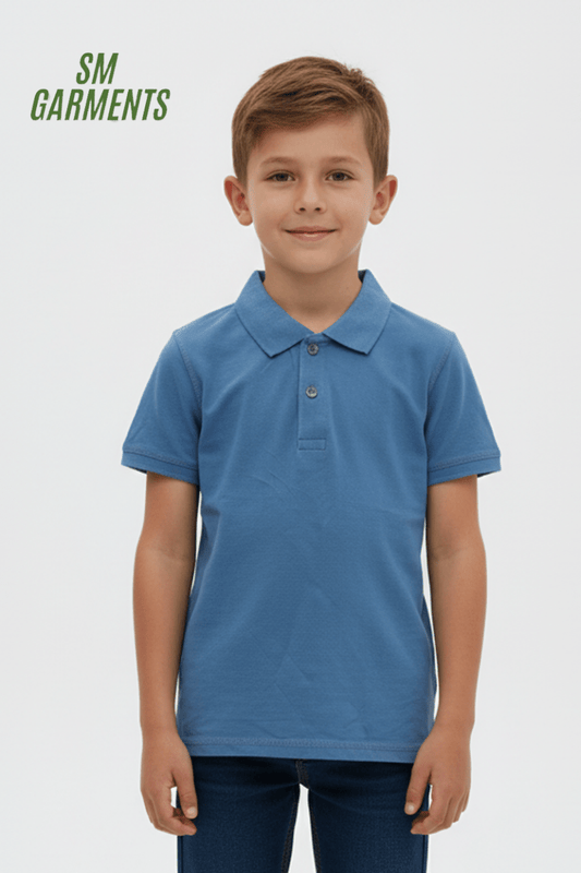 BOYS BASIC BLUE POLO SHIRT - Smgarment's