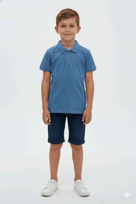 BOYS BASIC BLUE POLO SHIRT - Smgarment's