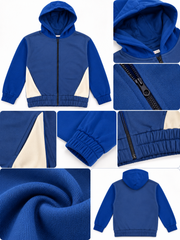 Boys blue colorblock zip-up hoodie zoom detail collage