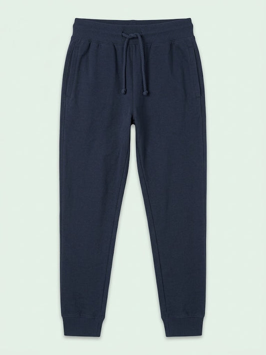 Boys' Casual Cotton-Blend Fleece Joggers – Navy Blue