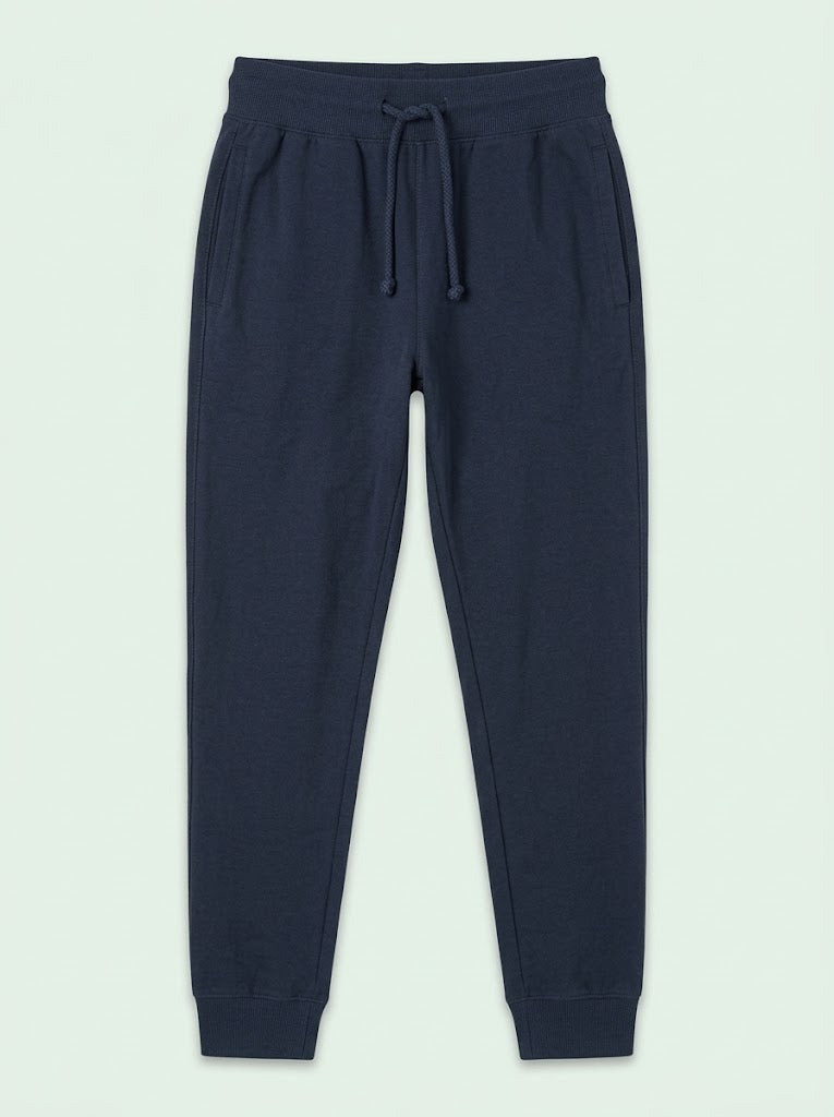 Boys' Casual Cotton-Blend Fleece Joggers – Navy Blue