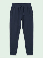 Boys' Casual Cotton-Blend Fleece Joggers – Navy Blue