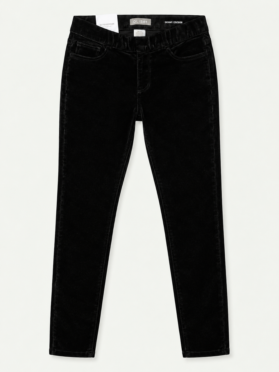 DL Girls' Jet Black Velvet Stretch pant style Legging Trousers