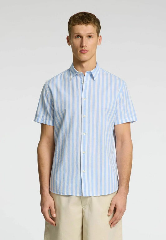 Selected Hommes Linen Men Shirt - Iceberg Green Stripesstripess