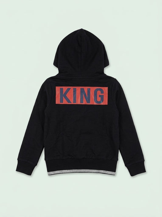 Girls Black Casual Pullover Hoodie with "Brooklyn NYC" Graphic and Glitter Hem