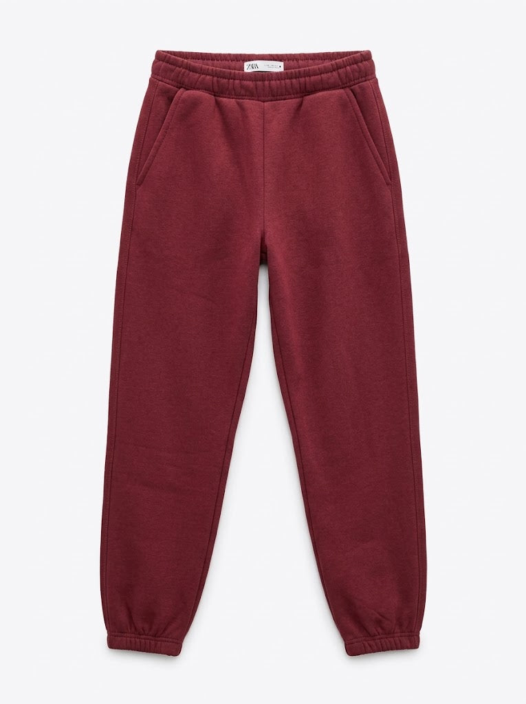 zra Kids Branded Maroon Wine Red Elastic Waist Fleece Jogger Pants