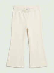 Girls BRANDED ' Cream Solid Flare Leggings with Elastic Waistband