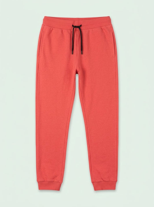 Boys' Casual Cotton-Blend Fleece Joggers – Coral Red