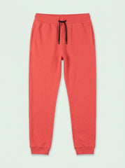 Boys' Casual Cotton-Blend Fleece Joggers – Coral Red