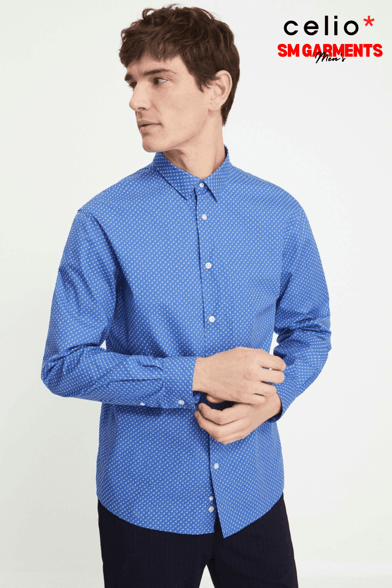 CELIO BLUE PRINTED CASUAL SHIRT - SMgarment's