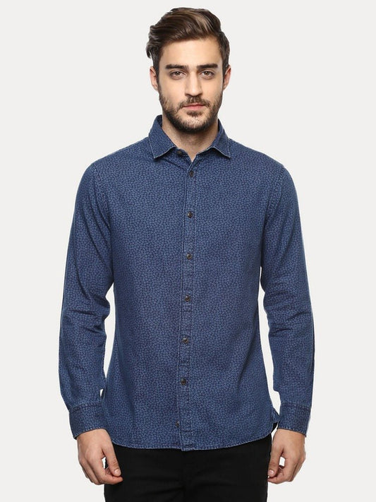 CELIO Blue Printed Casual Shirt - Smgarment's