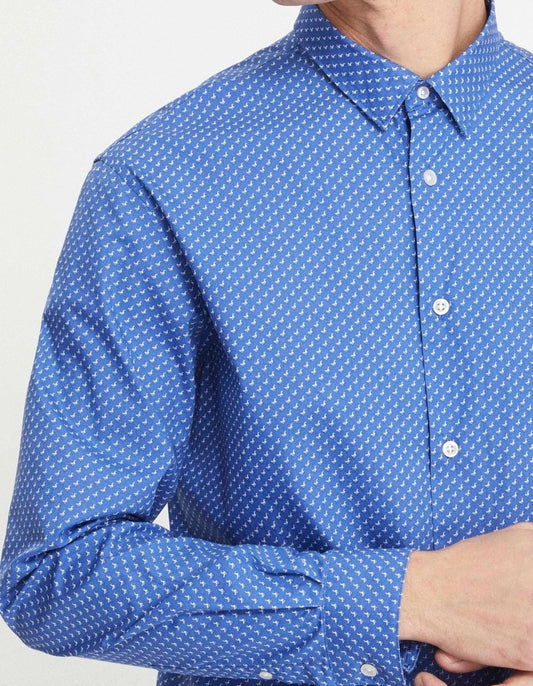 CELIO Blue Printed Casual Shirt - Smgarment's