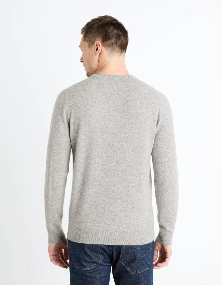 CELIO Cashmere Round Neck Sweater - Heather Grey - Smgarment's