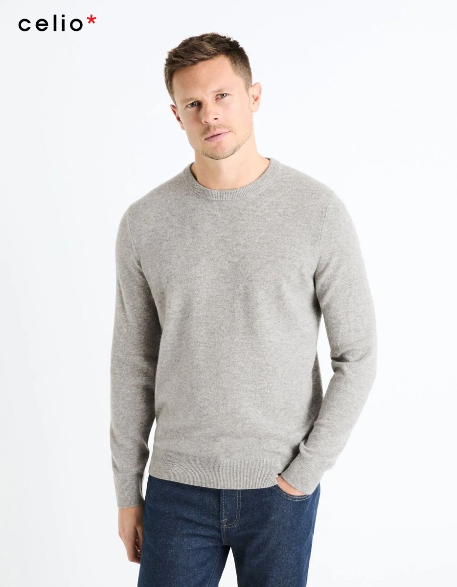 CELIO Cashmere Round Neck Sweater - Heather Grey - Smgarment's