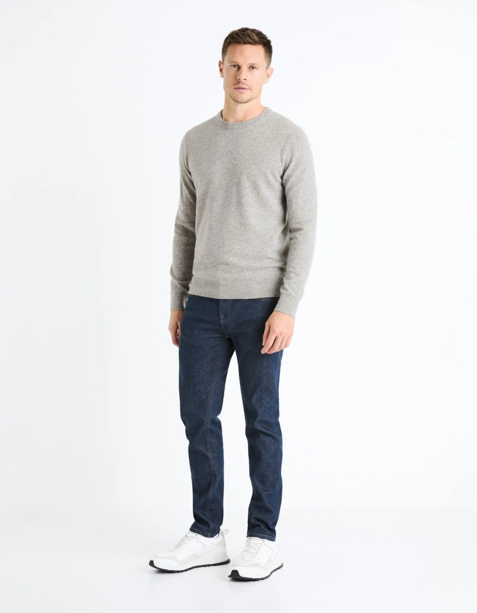 CELIO Cashmere Round Neck Sweater - Heather Grey - Smgarment's