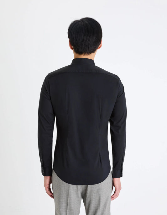 CELIO Extra Slim Stretch Cotton Shirt - Black - SMgarment's