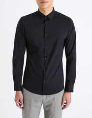 CELIO Extra Slim Stretch Cotton Shirt - Black - SMgarment's